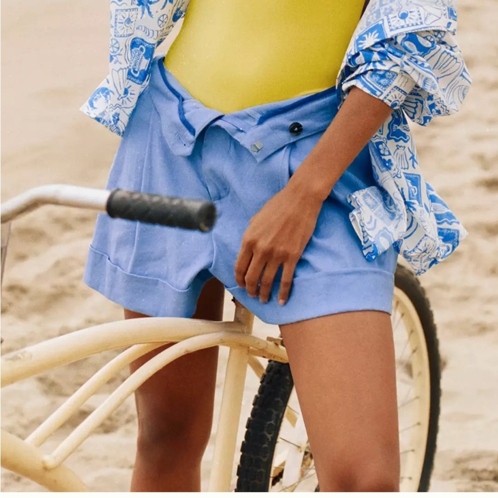 Anthropologie The Avery Pleated Linen Trouser Shorts by Maeve: Rolled Cuff